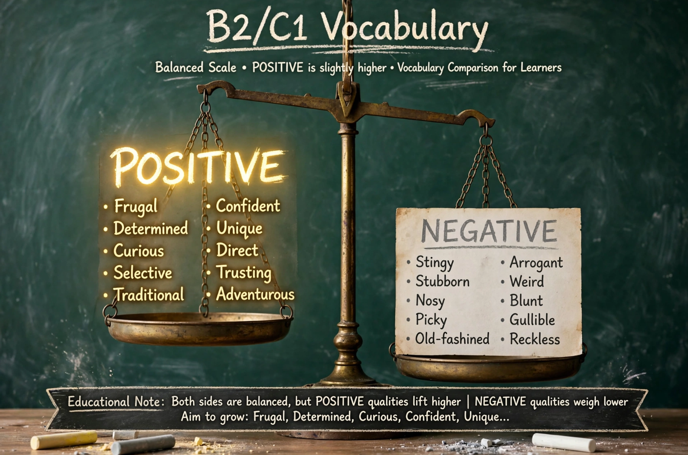 10 Positive vs Negative Adjective Pairs in English