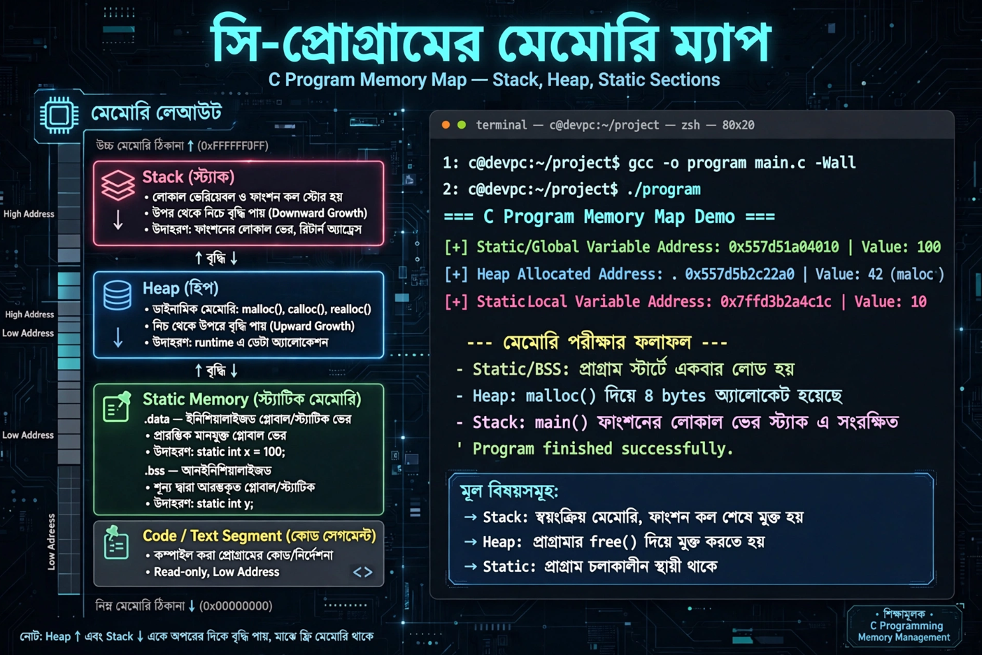 C Programming A to Z (পর্ব-২) মেমোরি, ম্যাক্রো ও রিয়েল-লাইফ প্রোজেক্ট