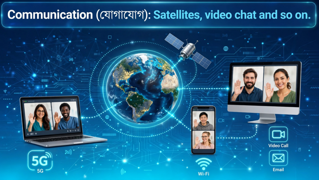 Communication (যোগাযোগ) Satellites, video chat. and so on
