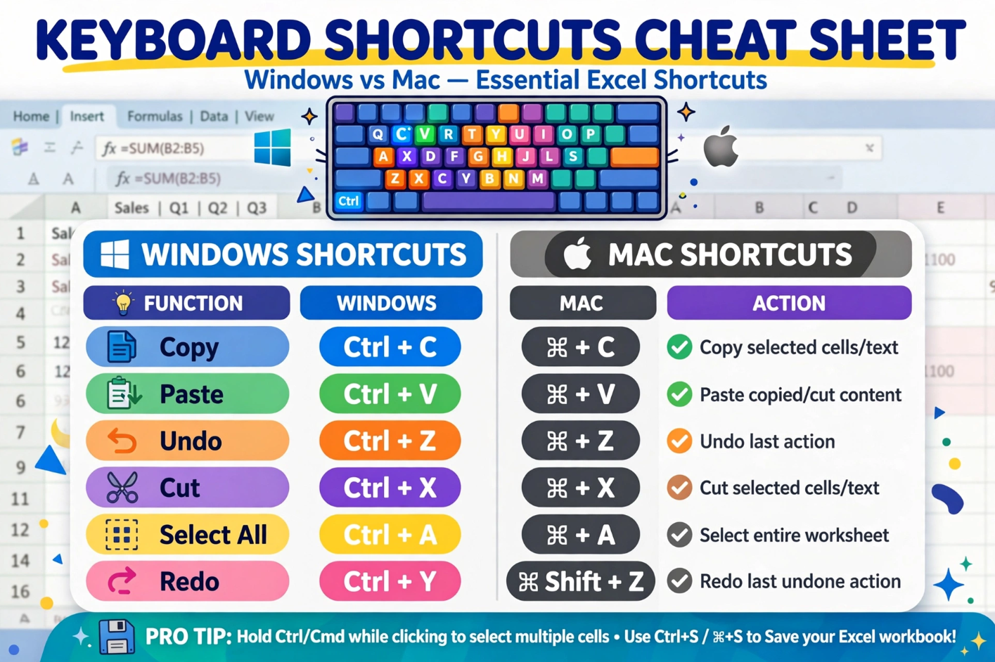 Essential Excel Keyboard Shortcuts for Windows and Mac
