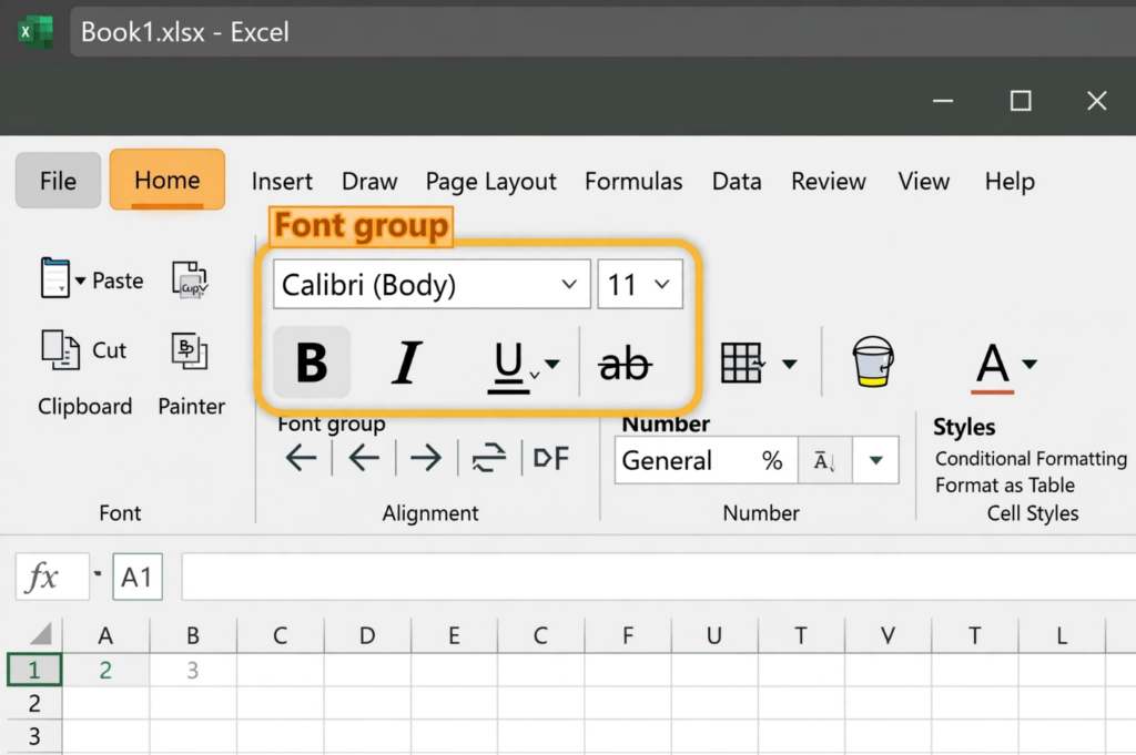 Excel Font Formatting Options