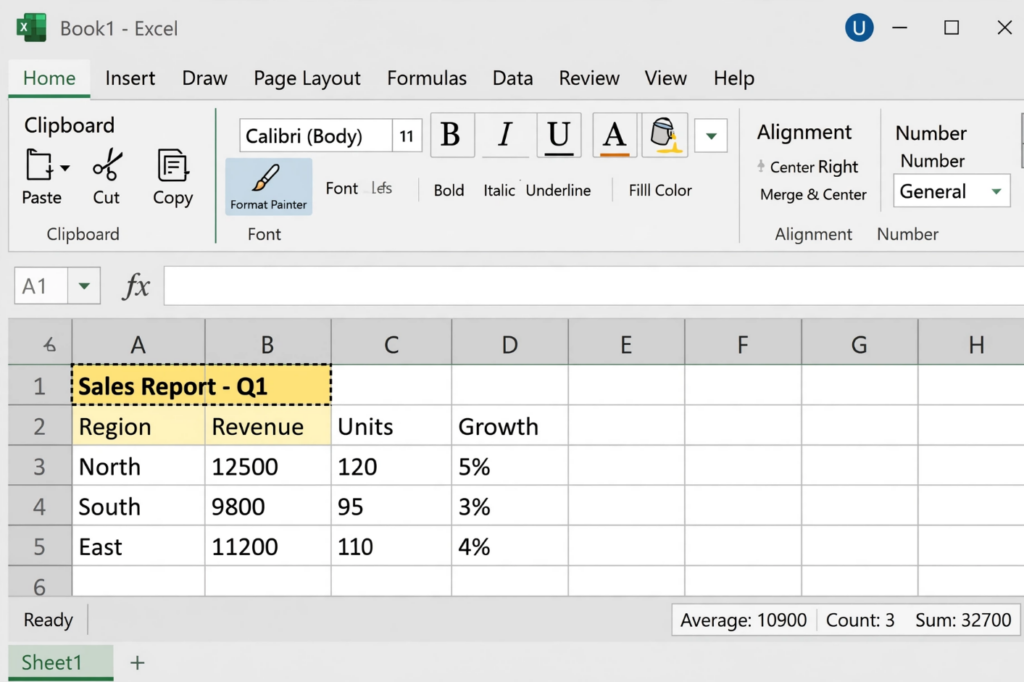 Excel Format Painter Button in Ribbon