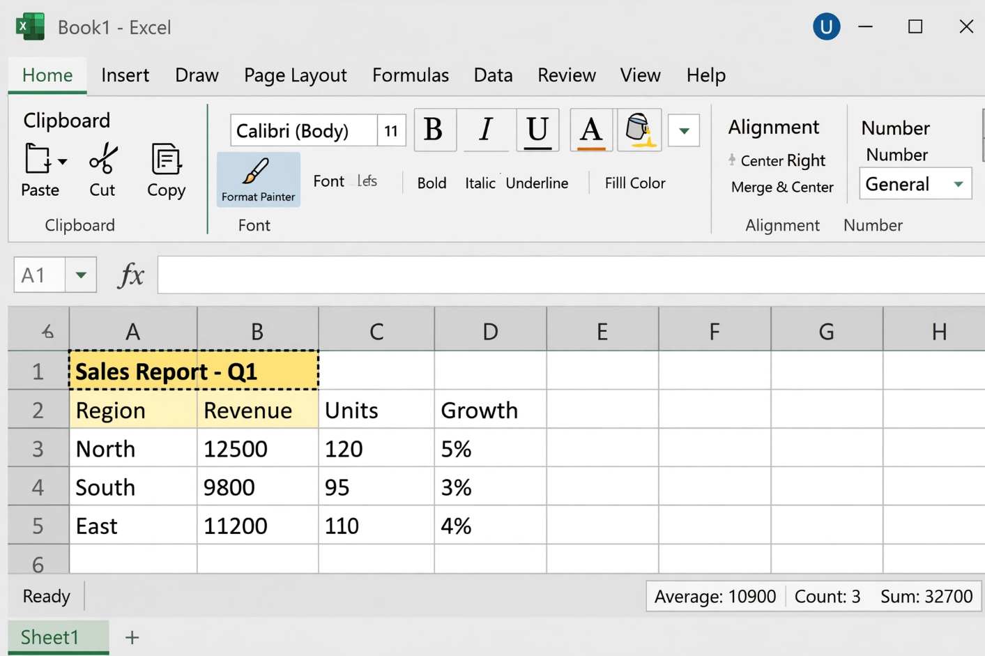 Excel Format Painter Button in Ribbon