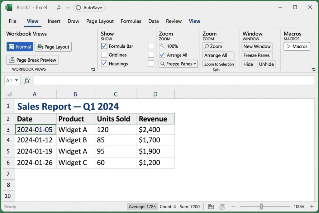 Excel Gridlines Toggle in View Tab