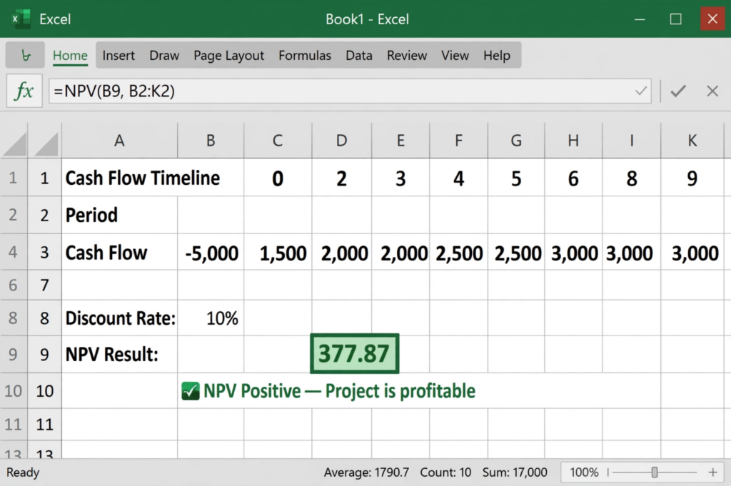 Excel NPV Function Calculation