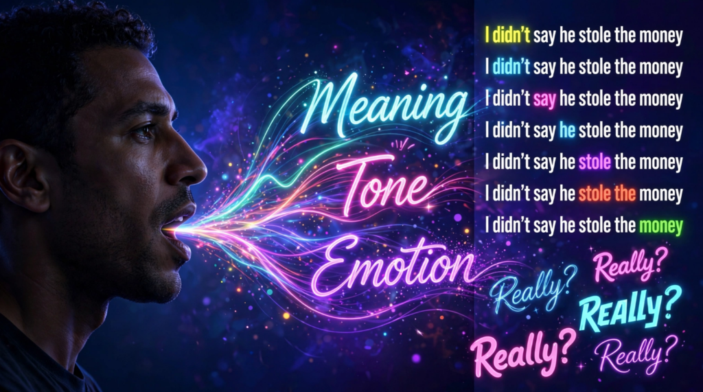 How does stress change the meaning of a sentence