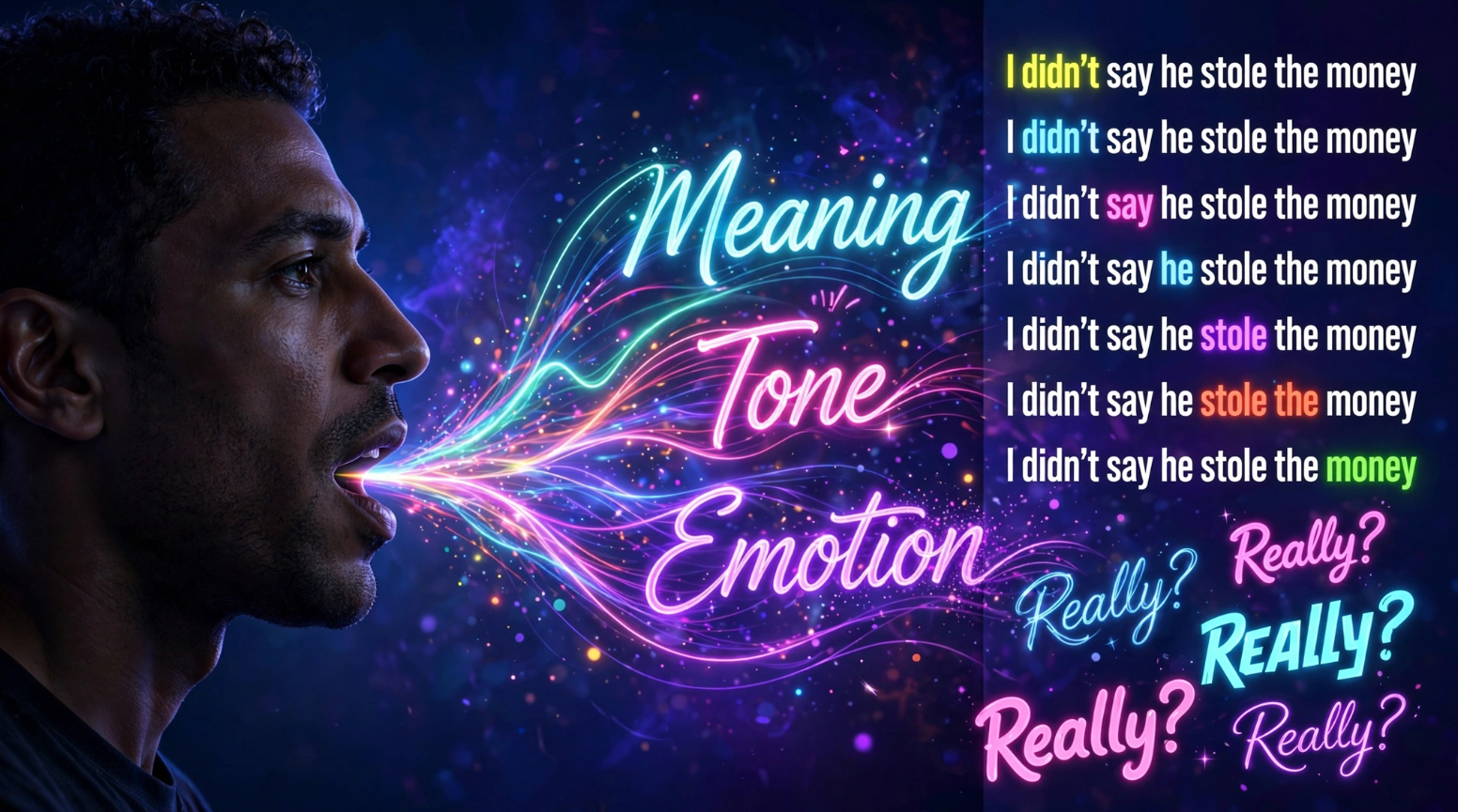 How does stress change the meaning of a sentence