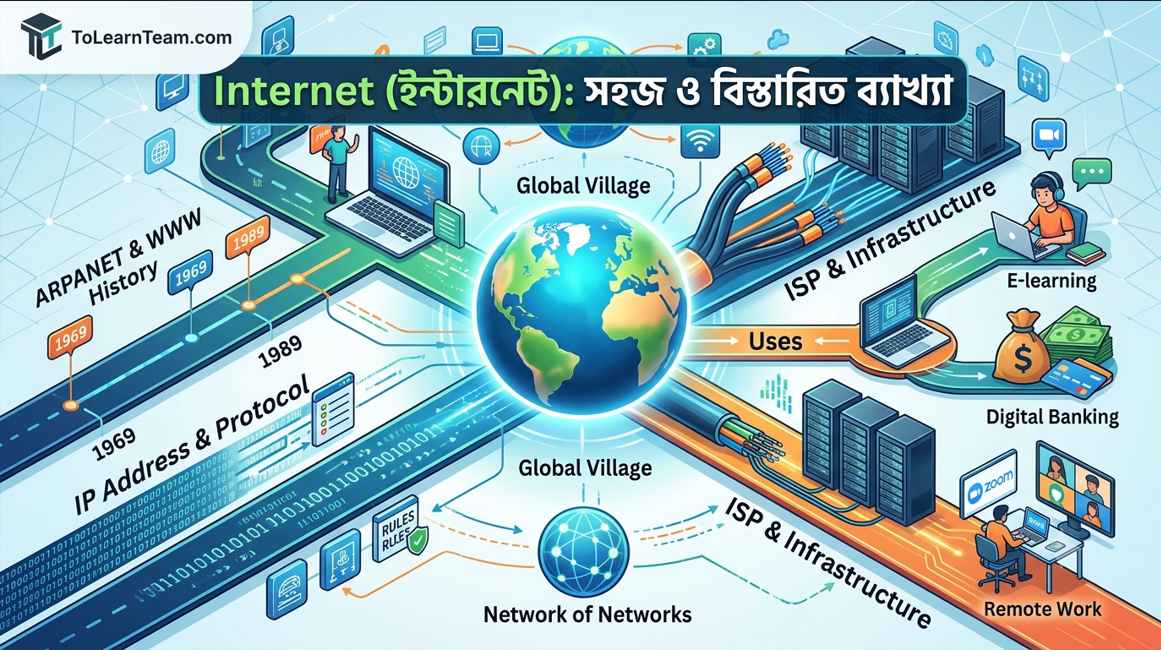 Internet (ইন্টারনেট) কী ইতিহাস, কীভাবে কাজ করে ও বাস্তব ব্যবহার