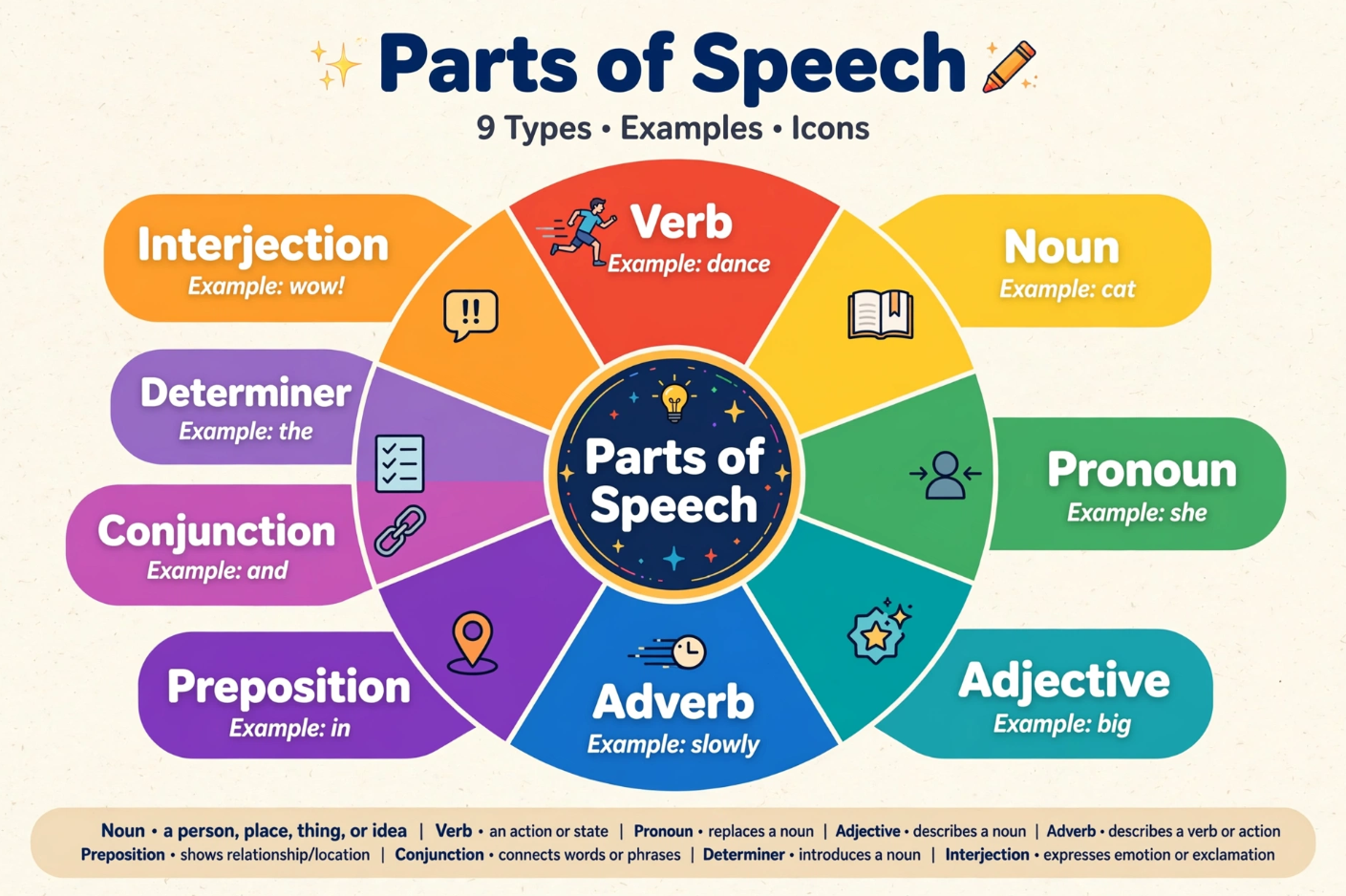 PARTS of SPEECH in English Master ALL 9 Types of English Words with Examples + Practice Activities