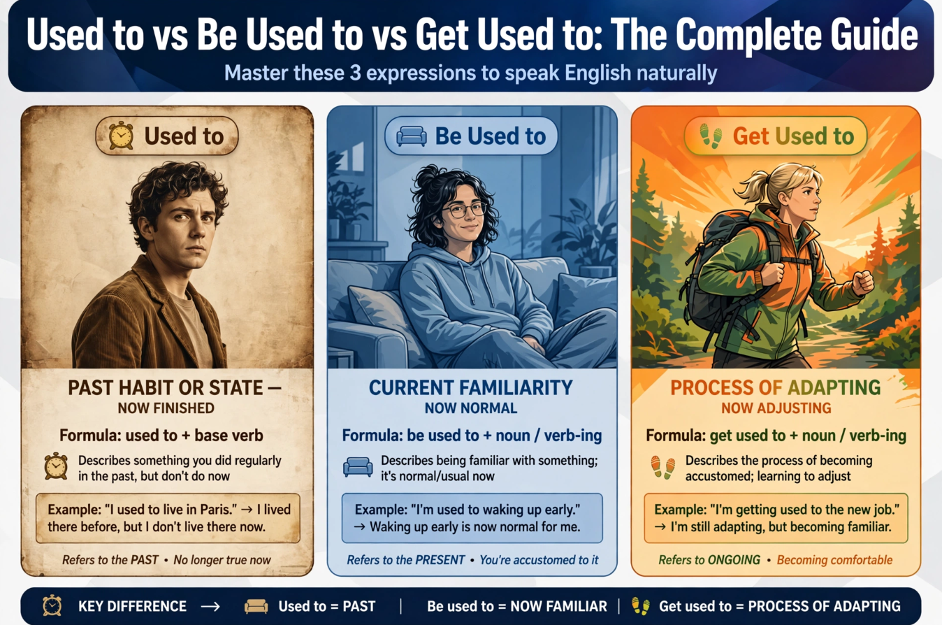 Used to Be Used to Get Used to – এই তিনটি Phrase আর কখনোই গুলিয়ে ফেলবেন না! English Grammar-এর জটিলতা সমাধান