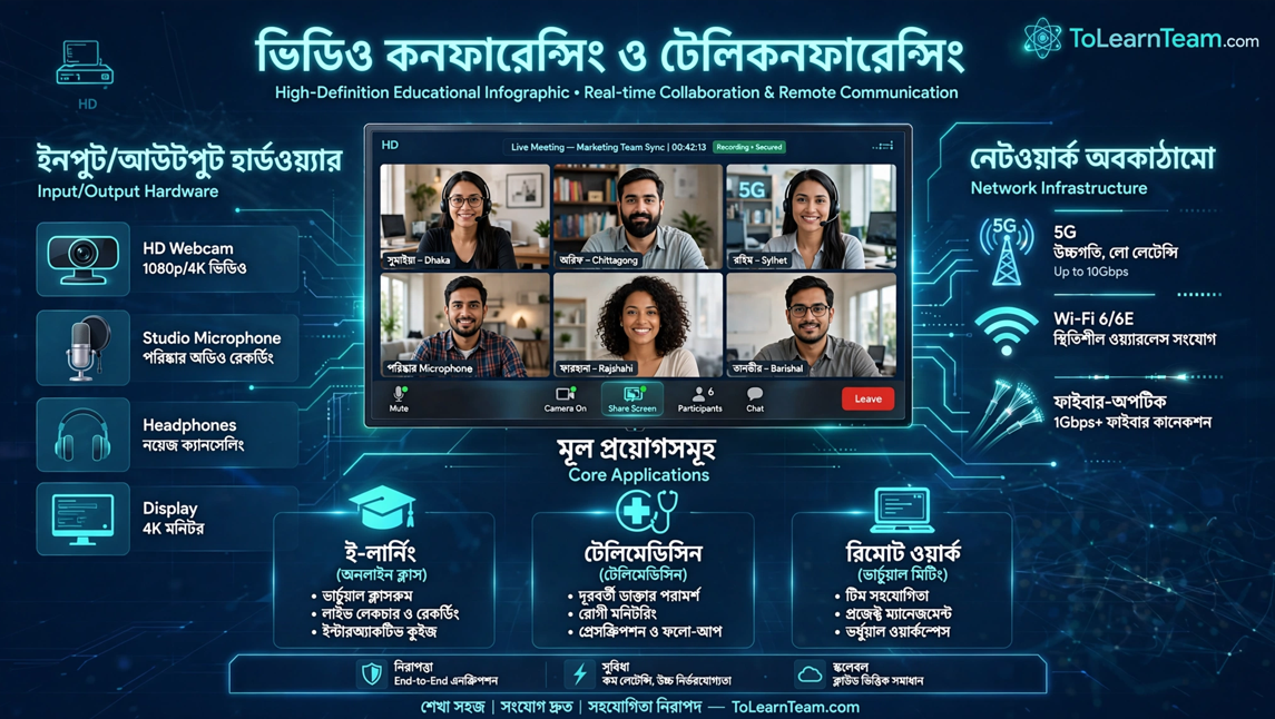 ভিডিও কনফারেন্সিং হলো ইন্টারনেটের মাধ্যমে সরাসরি