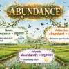 abundance word family noun adjective adverb with Bengali examples