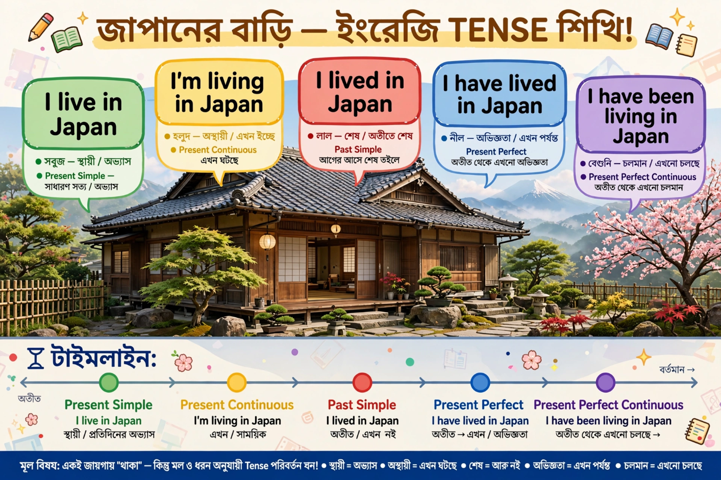 ইংরেজিতে ‘Live’ Verb-এর ৫টি Tense কখন কোনটি বলবেন (সম্পূর্ণ গাইড)