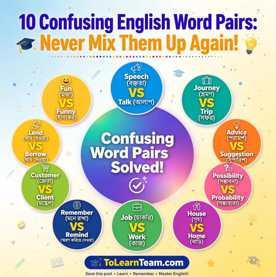 একই রকম অর্থ, কিন্তু ব্যবহার ভিন্ন! ১০টি Confusing English Word Pairs-এর চূড়ান্ত সমাধান