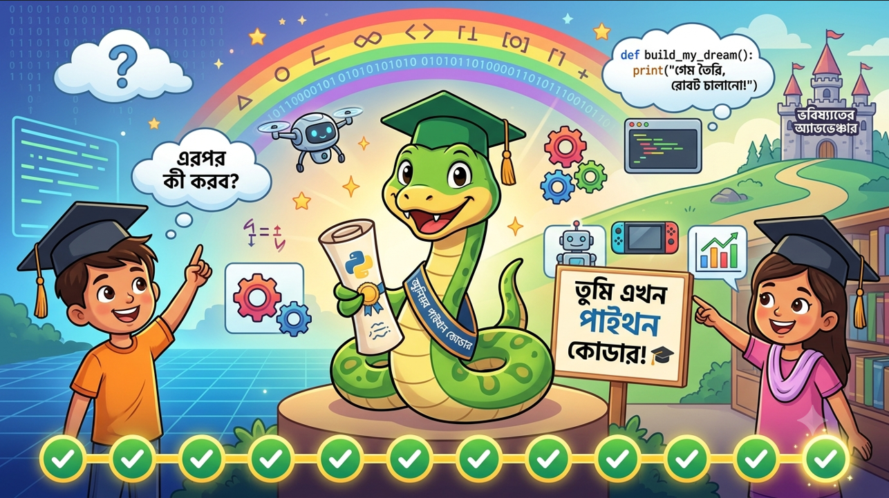 তুমি এখন পাইথন কোডার! এরপর কী করবে (Next Steps)