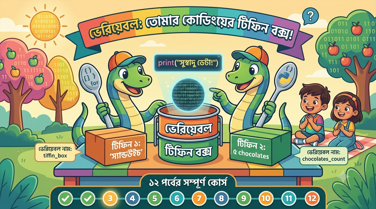 ভেরিয়েবল তোমার কোডিংয়ের টিফিন বক্স (Variables Your Coding Tiffin Box)