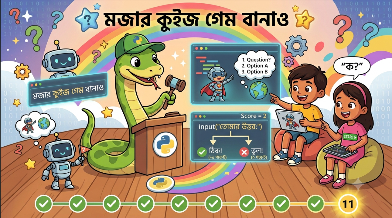মজার কুইজ গেম বানাও (Project 2 Create a Quiz Game)