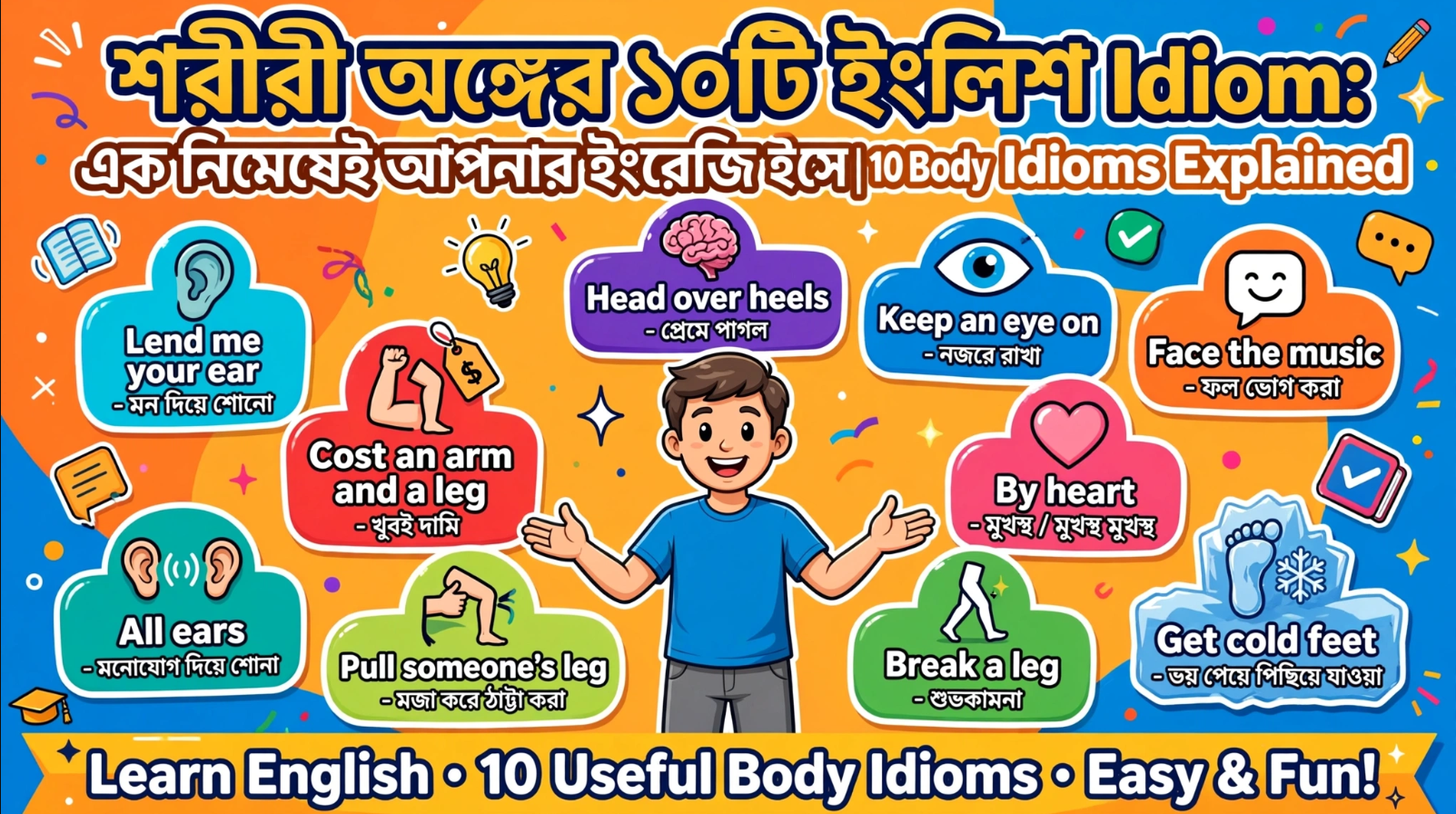 শরীরী অঙ্গের ১০টি ইংলিশ Idiom এক নিমেষেই আপনার ইংরেজি হয়ে উঠবে স্মার্ট 10 Body Idioms Explained