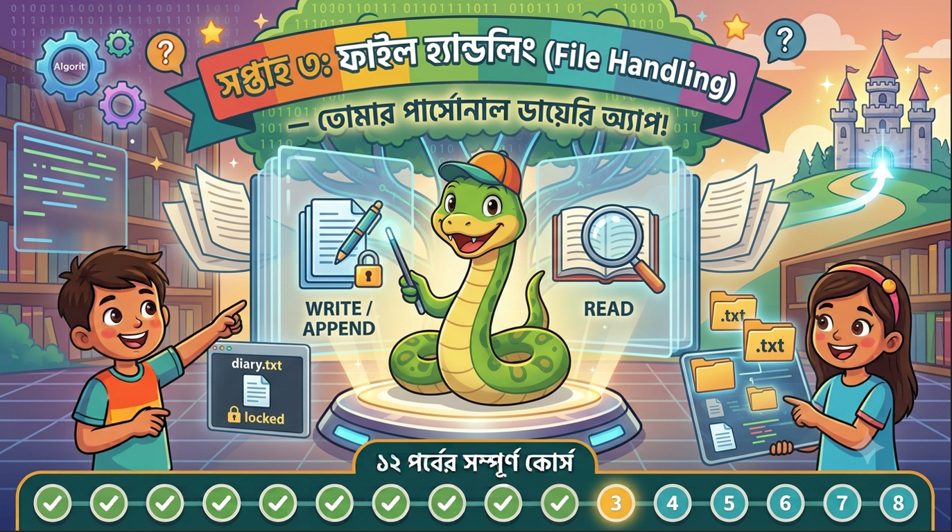 সপ্তাহ ৩ ফাইল হ্যান্ডলিং (File Handling) — তোমার পার্সোনাল ডায়েরি অ্যাপ!
