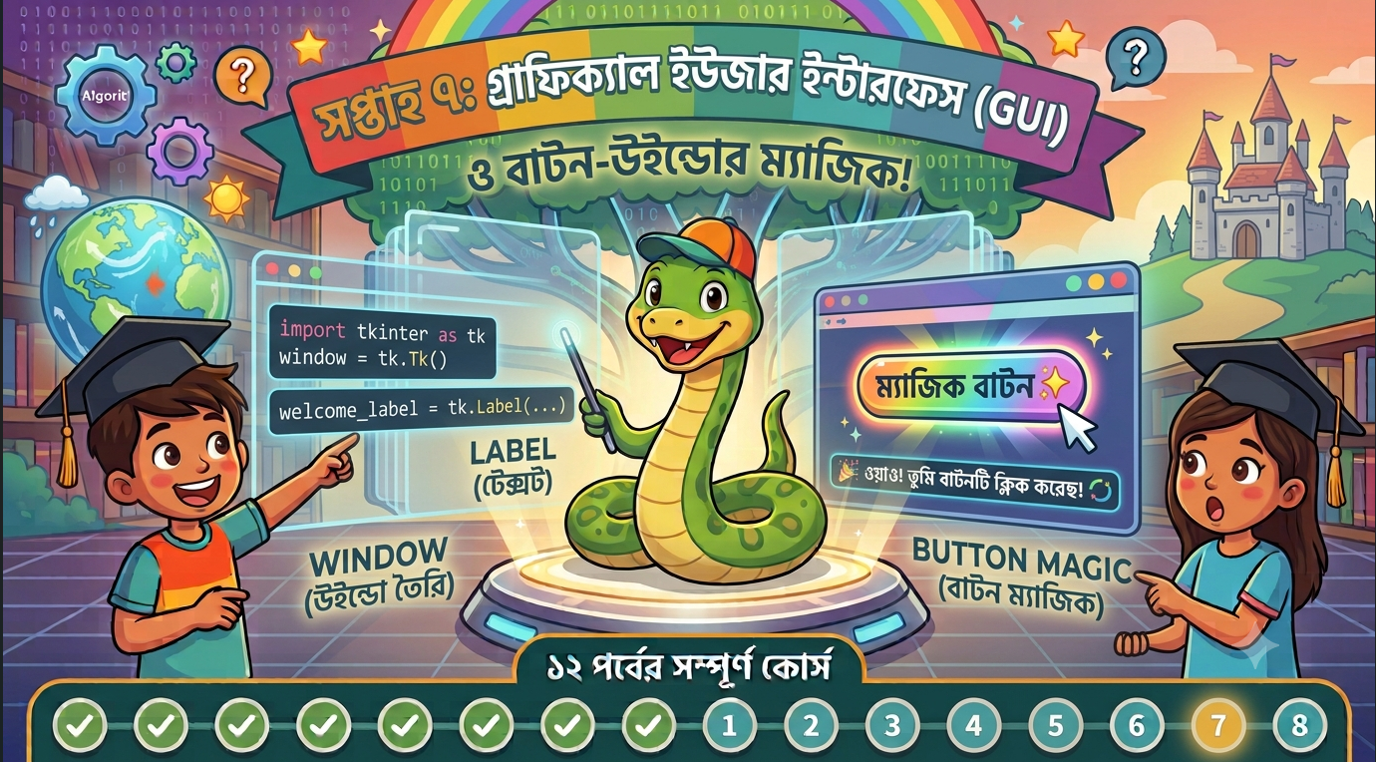 সপ্তাহ ৭ গ্রাফিক্যাল ইউজার ইন্টারফেস (GUI) ও বাটন-উইন্ডোর ম্যাজিক!