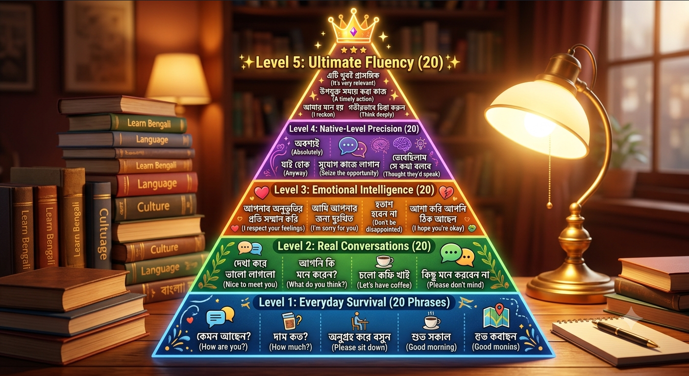 100 english phrases toolkit bengali guide 5 levels everyday survival to ultimate fluency