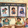 Bend Bite Blow action verbs kids class Bangladesh