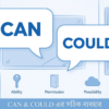 Can and Could Modal Verbs learning concept with Bengali title on a clean educational background