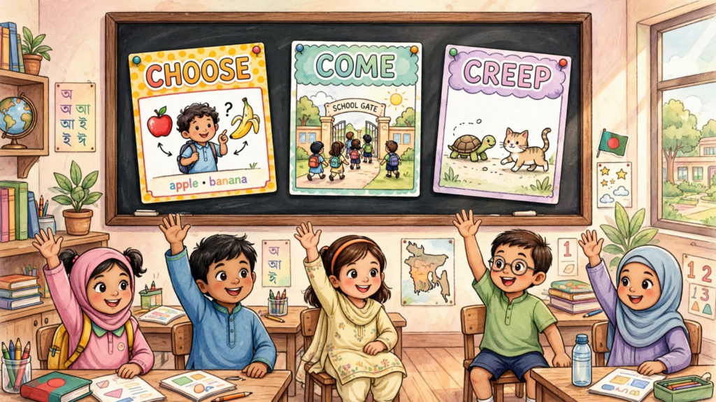 Choose Come Creep English class for kids Bangladesh