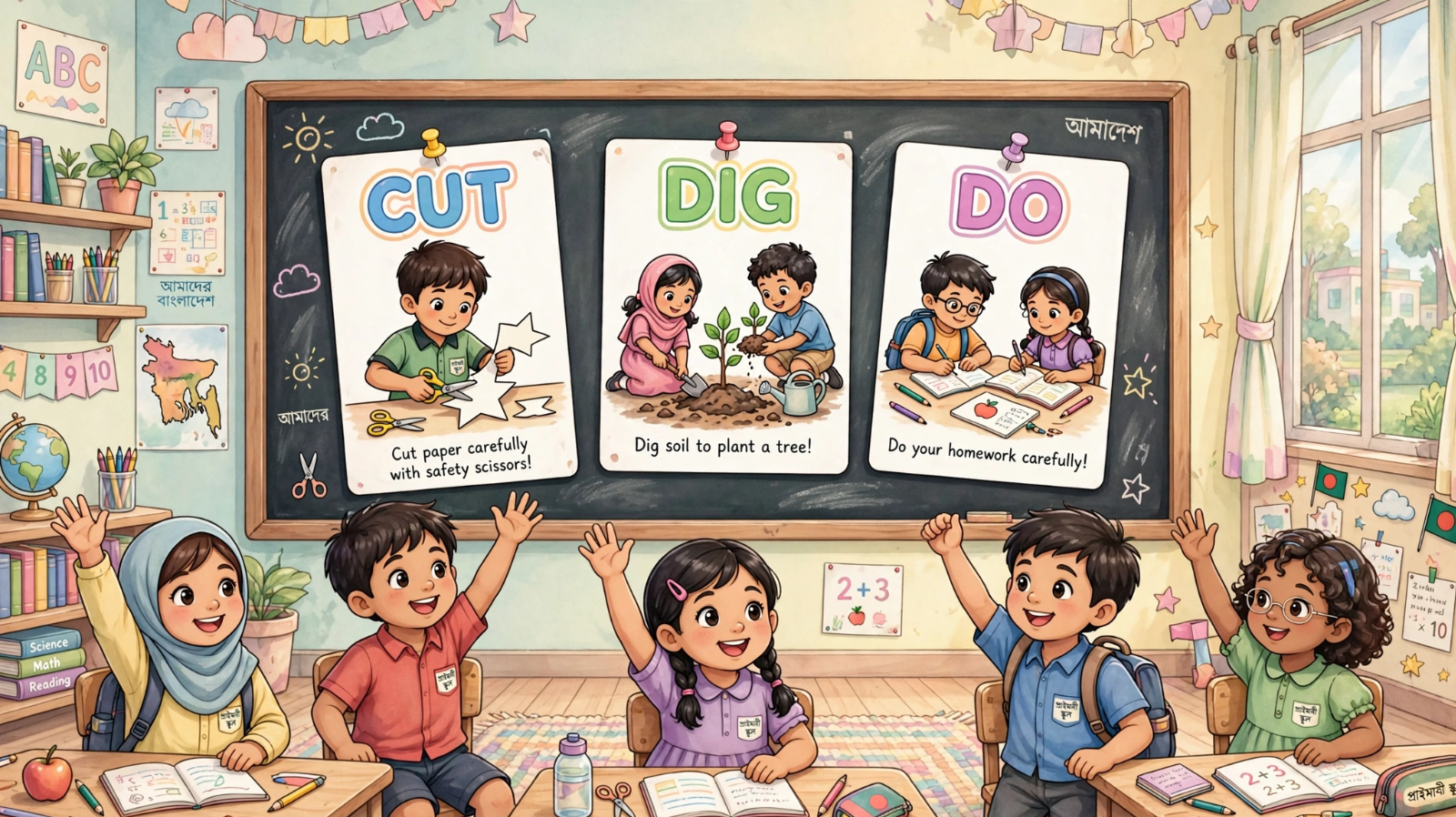 Cut Dig Do English class for kids Bangladesh