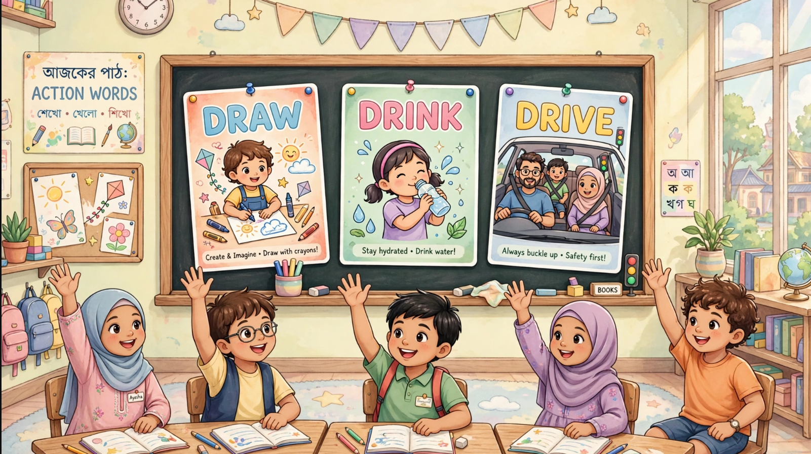 Draw Drink Drive English class for kids Bangladesh