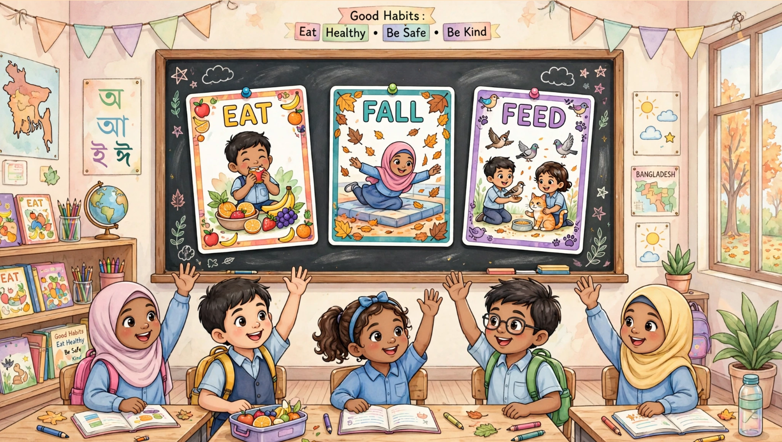 Eat Fall Feed English class for kids Bangladesh