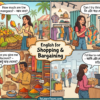 English for shopping and bargaining with Bangla meaning – market, clothing shop, supermarket, asking prices, discounts, returns for Bengali learners.
