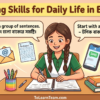 English writing skills for daily life with Bangla meaning – paragraph, letter, email, application formats for Bengali learners.
