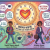 Illustration of people of different ages with speech bubbles showing English idioms like 'Act your age', 'Leave the nest', 'Young at heart', conveying the concept of age idioms.