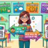 Kids learning Active-Passive of Simple Future Tense with all sentence types and modals in English grammar with Bangla meanings and pronunciation in a colorful classroom illustration.