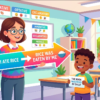 Kids learning Active-Passive of Simple Past Tense with all sentence types and modals in English grammar with Bangla meanings and pronunciation in a colorful classroom illustration.