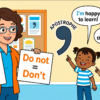 Kids learning Full Form and Short FormContraction with Bangla pronunciation in English grammar in a colorful classroom illustration.