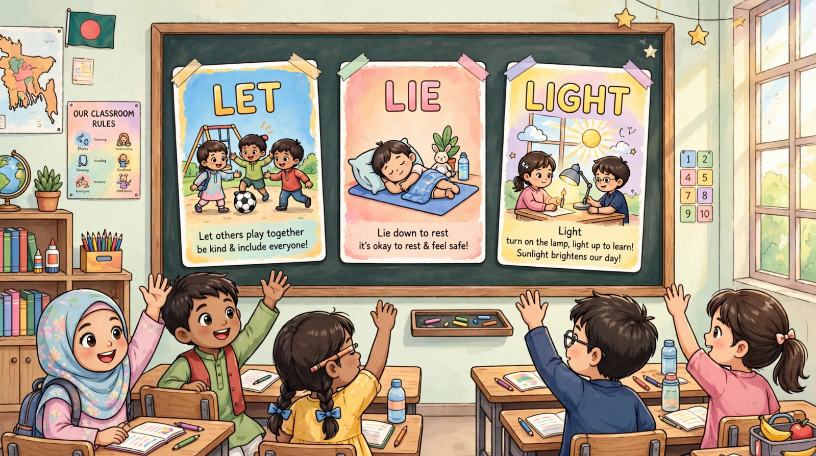 Let Lie Light English class for kids Bangladesh