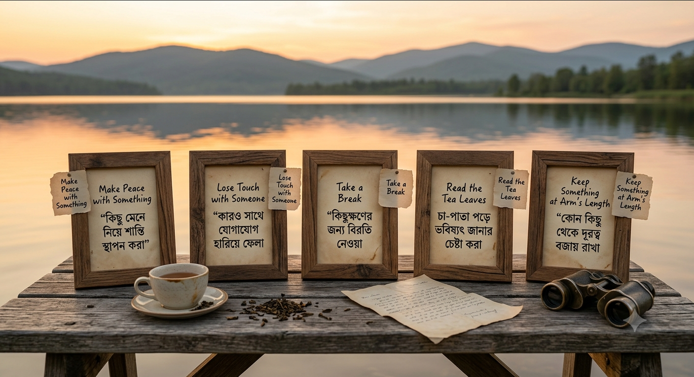 Make peace with something, Lose touch with someone, Take a break, Read the tea leaves, Keep something at arm’s length