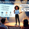 Public speaking and presentation skills in English with Bangla meaning, sample speeches, techniques, and phrases for Bengali learners.