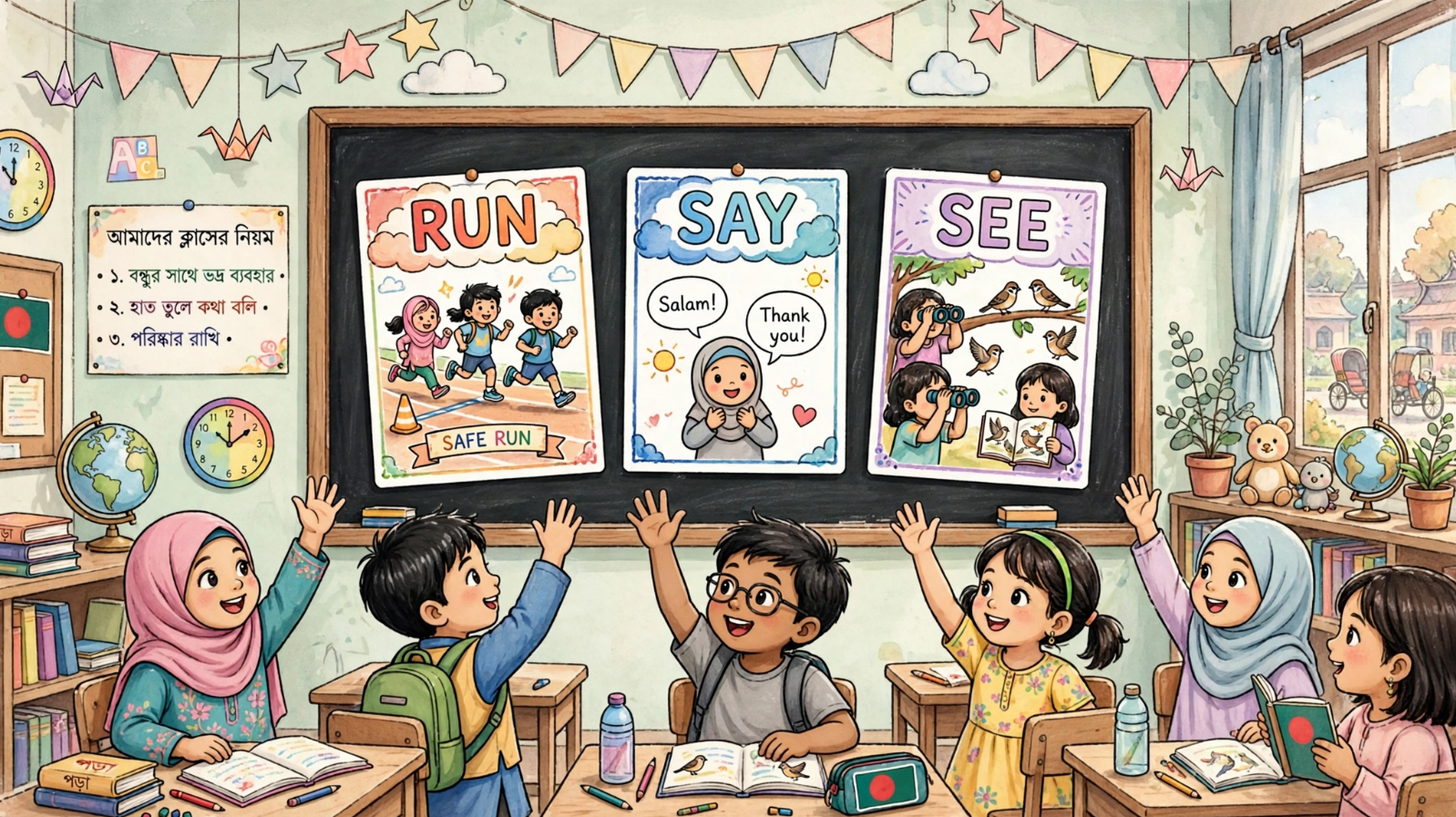 Run Say See English class for kids Bangladesh