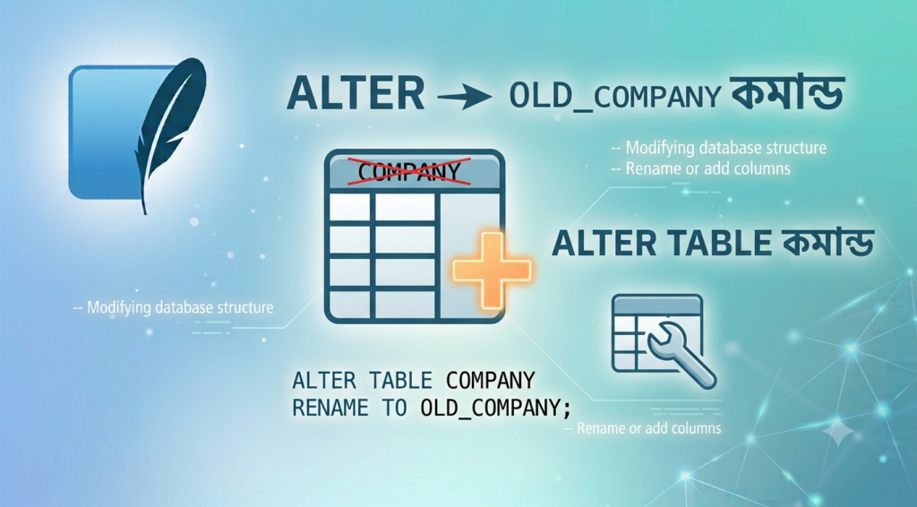 SQLite ALTER TABLE কমান্ড দিয়ে টেবিল রিনেম ও নতুন কলাম যোগ করার বাংলা টিউটোরিয়াল