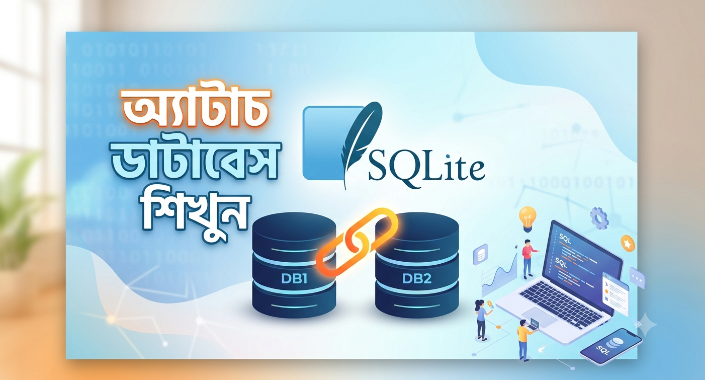 SQLite ATTACH DATABASE কমান্ড দিয়ে একাধিক ডাটাবেস সংযুক্ত করার বাংলা টিউটোরিয়াল