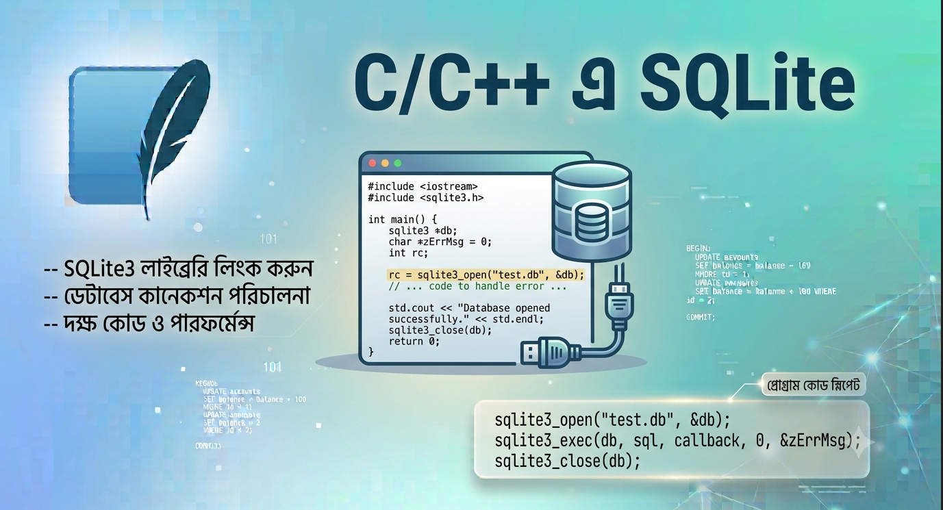 SQLite CC++ প্রোগ্রামিং বাংলা টিউটোরিয়াল – সংযোগ, টেবিল তৈরি, ডেটা ম্যানিপুলেশন