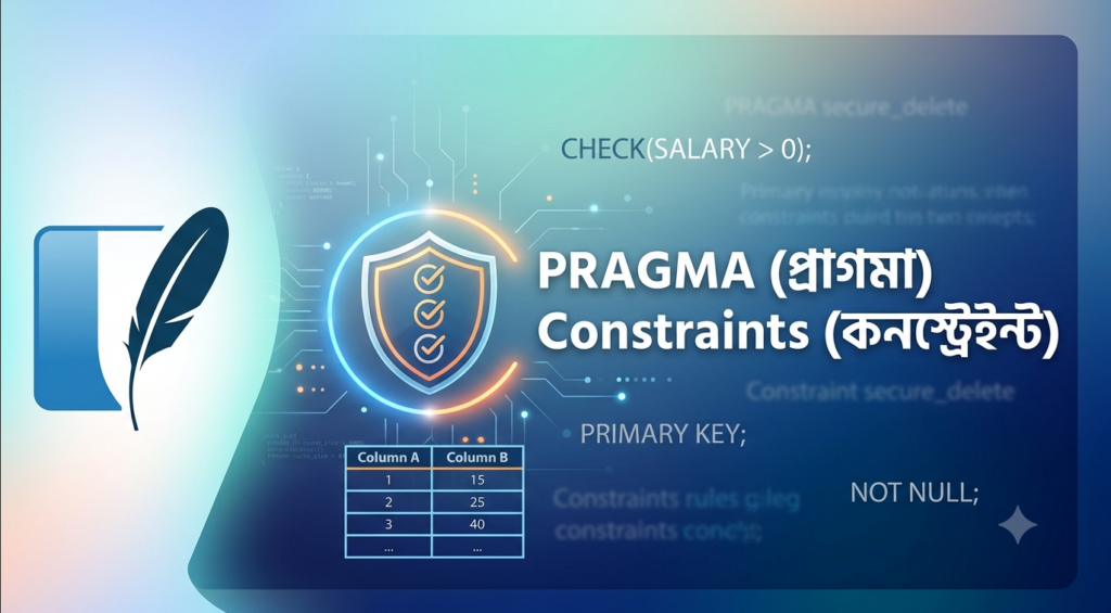 SQLite Constraints – NOT NULL, DEFAULT, UNIQUE, PRIMARY KEY, CHECK কনস্ট্রেইন্টের বাংলা টিউটোরিয়াল