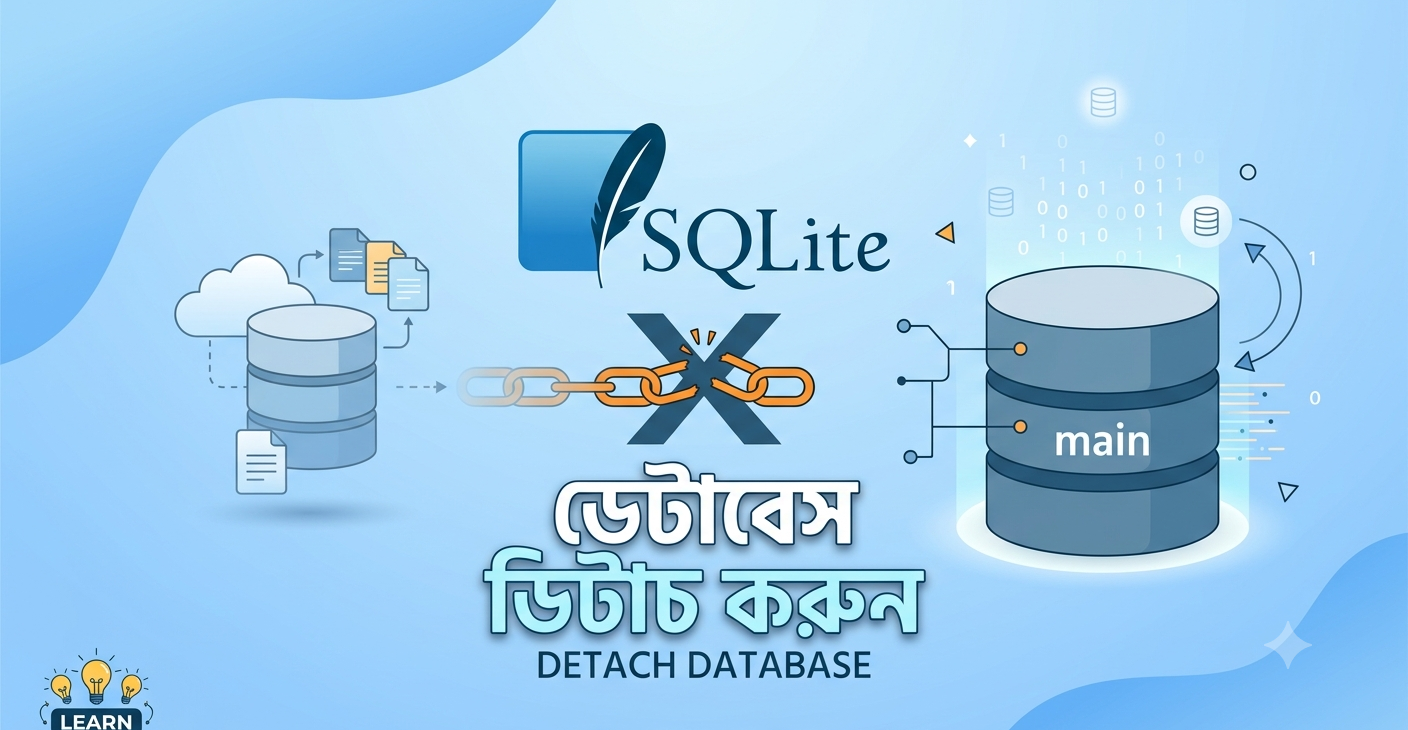 SQLite DETACH DATABASE কমান্ড ব্যবহার করে সংযুক্ত ডাটাবেস বিচ্ছিন্ন করার বাংলা টিউটোরিয়াল