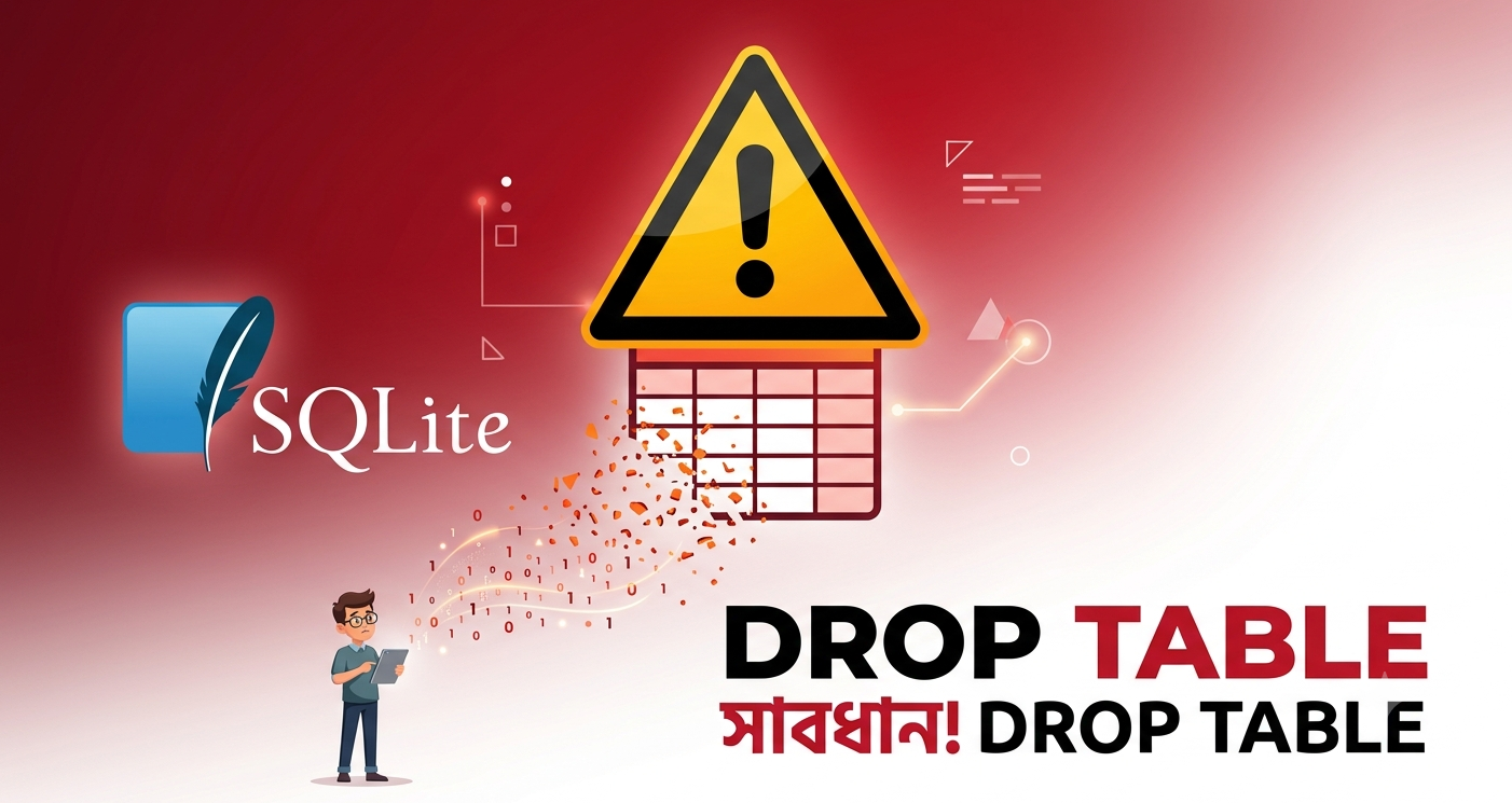 SQLite DROP TABLE কমান্ড ব্যবহার করে টেবিল স্থায়ীভাবে মুছে ফেলার বাংলা টিউটোরিয়াল