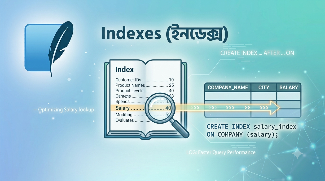 SQLite Indexes – ইনডেক্স তৈরি, ব্যবহার, সুবিধা ও কখন এড়াতে হবে তার বাংলা টিউটোরিয়াল