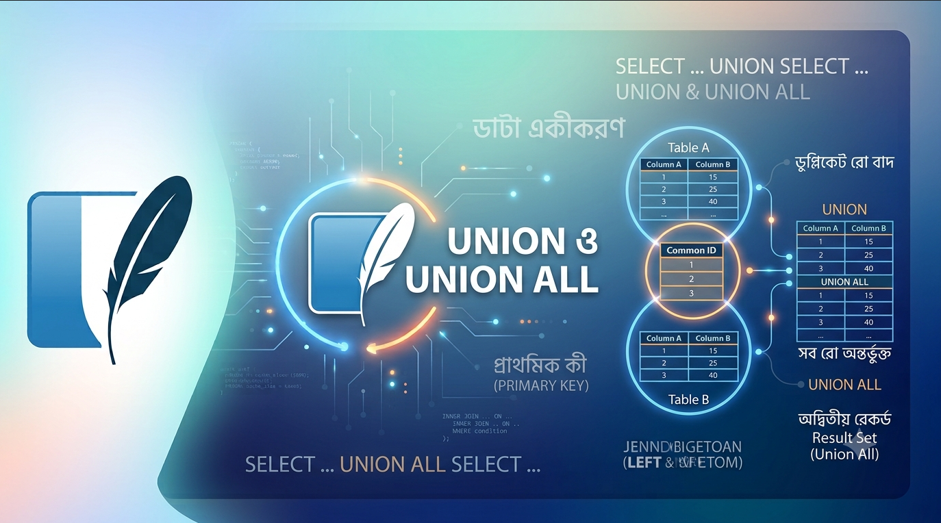 SQLite UNION এবং UNION ALL অপারেটর দিয়ে একাধিক SELECT-এর ফলাফল একত্রিত করার বাংলা টিউটোরিয়াল