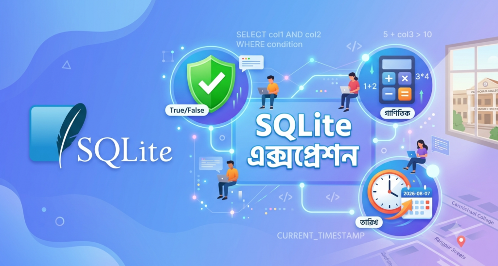 SQLite এক্সপ্রেশন – বুলিয়ান, নিউমেরিক ও ডেট এক্সপ্রেশন বাংলা টিউটোরিয়াল